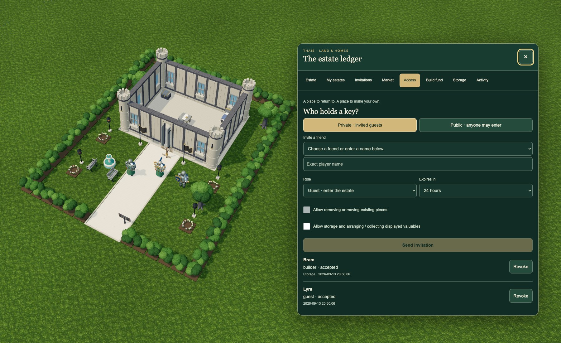 House access settings for guests and friends who can build